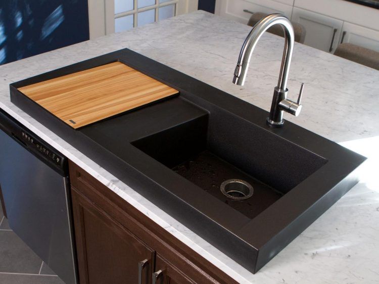 large black kitchen sink