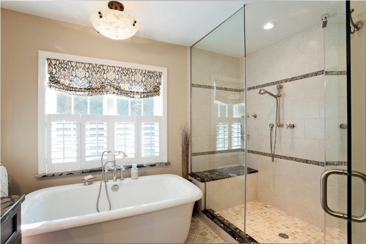 beautiful bathroom with freestanding tub