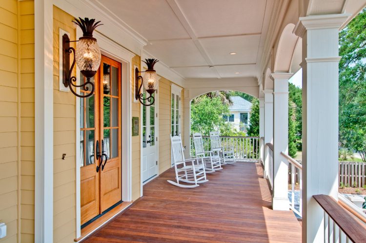 beautiful porch with hardwood flooring