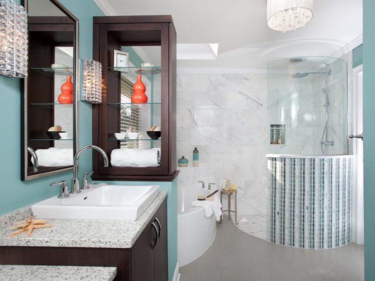 modern bathroom with blue design