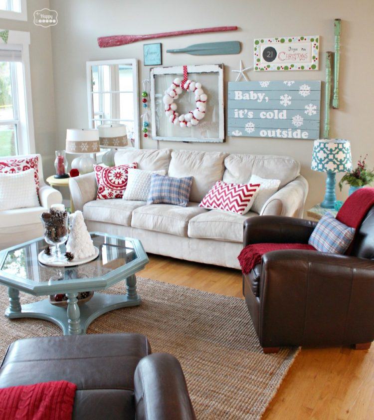 simple and trendy living room decor with christmas theme