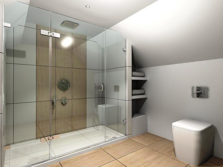 doorless shower with modern walk in design