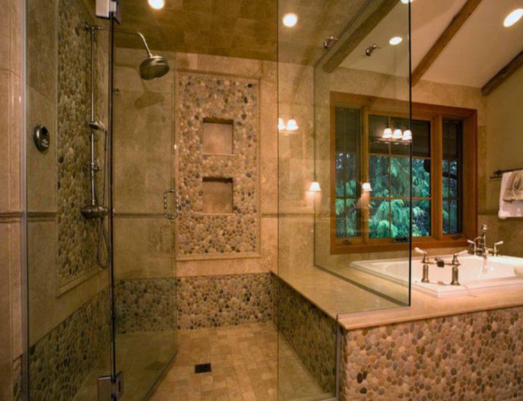 elegant shower with glass door