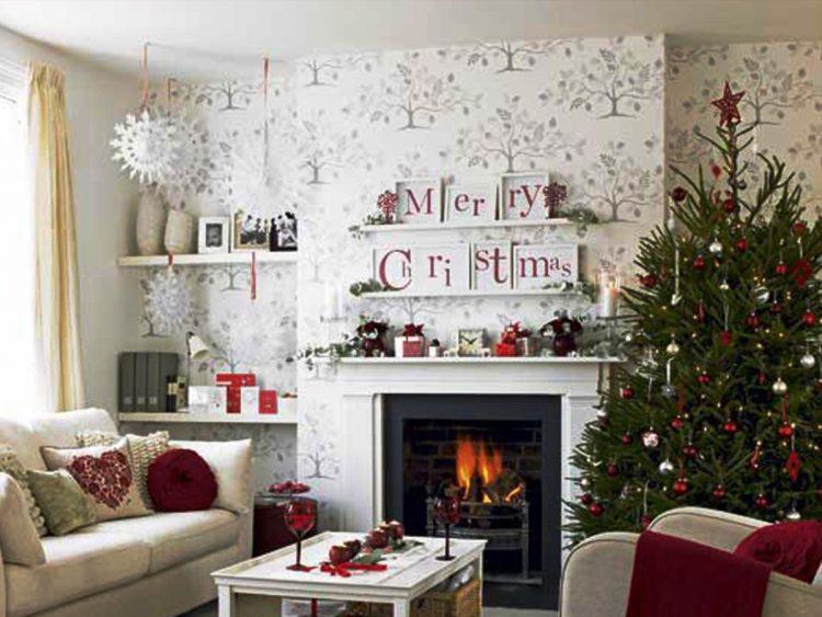 elegant christmas decor with sign