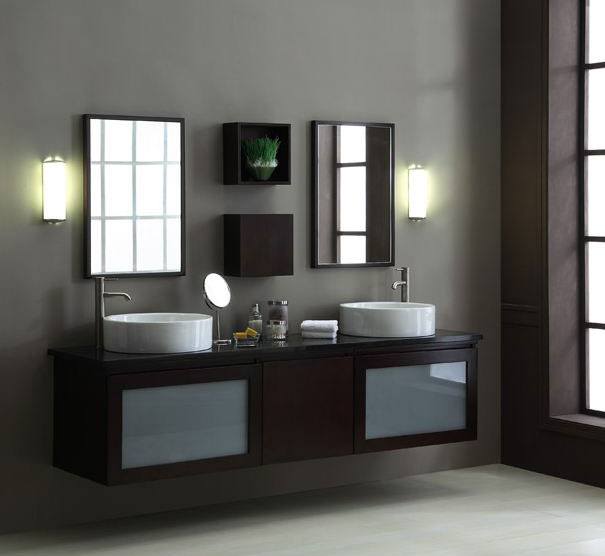 beautiful sleek black bathroom vanity