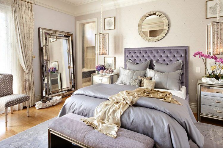 bedroom with purple bed