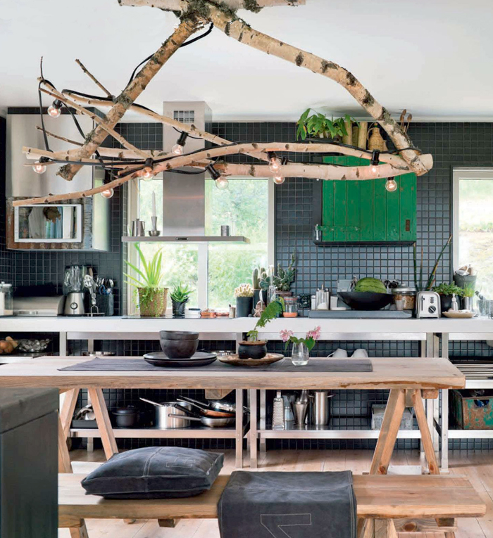 indoor-kitchen-dining-room-rustic-branch-chandelier-hanging-globe-string-lights