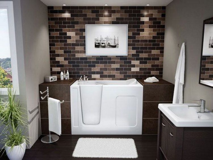 small bathroom with brown wall