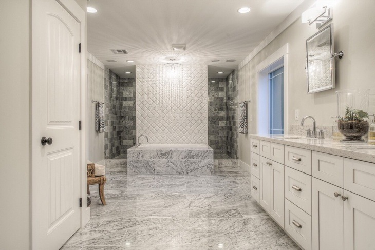 lavish bathroom with white vanity