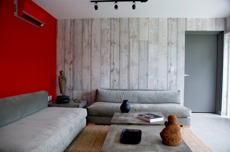 light wood living room wall