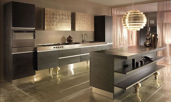 sleek kitchen with tile floor