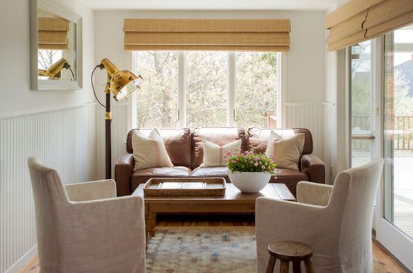 living room with large window