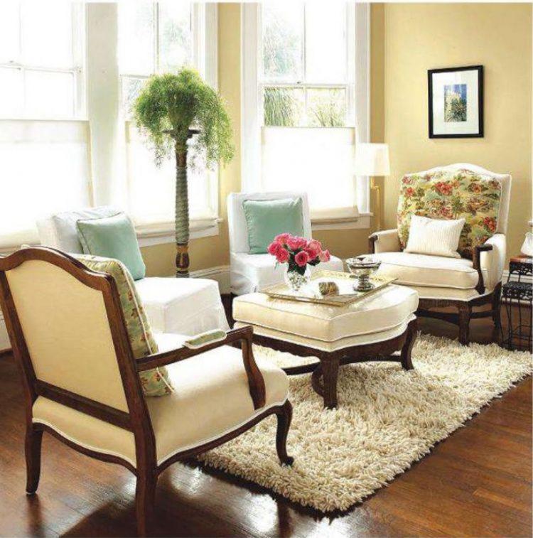 living room with plants and large windows