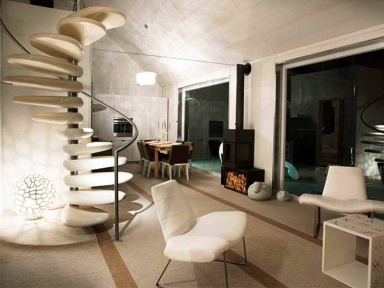 beautiful floating spiral staircase