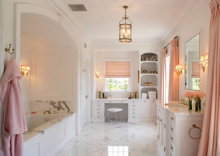 Shiny Wall Lights Sleek White Marble Floor Modern Bath Tub