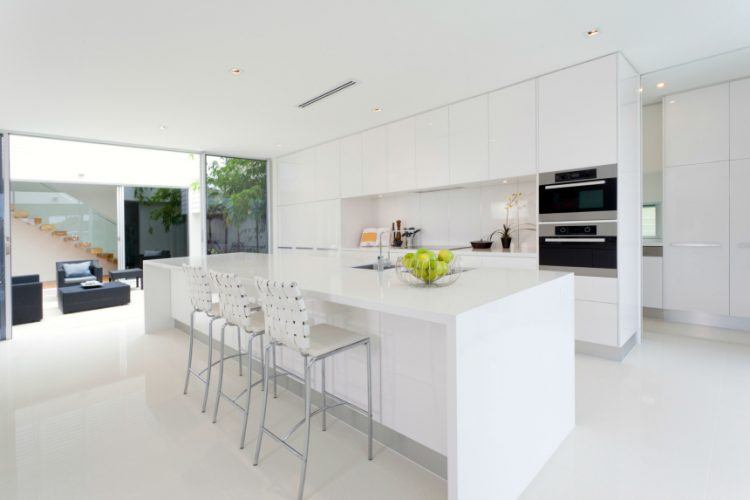 sleek all white kitchen design