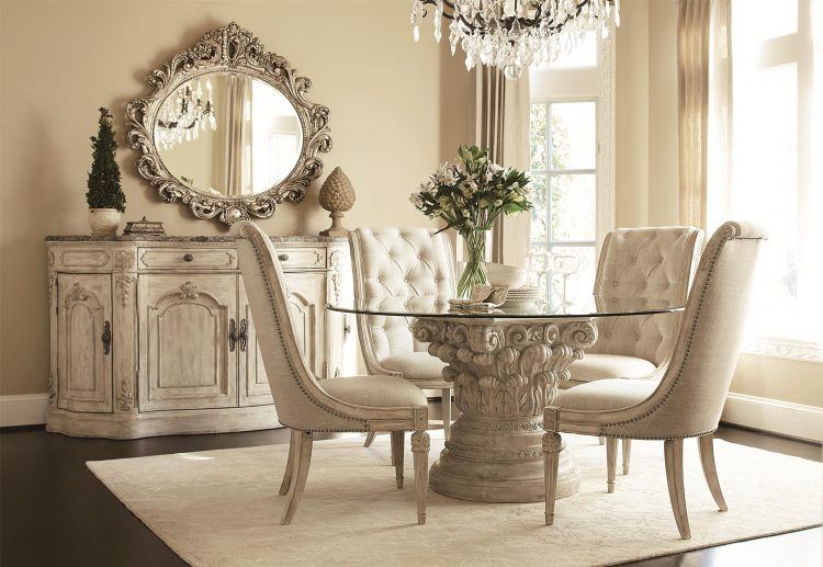 10 Gorgeous Dining Rooms With Circular Tables Housely   Antique White Dining Room Set 750x517 