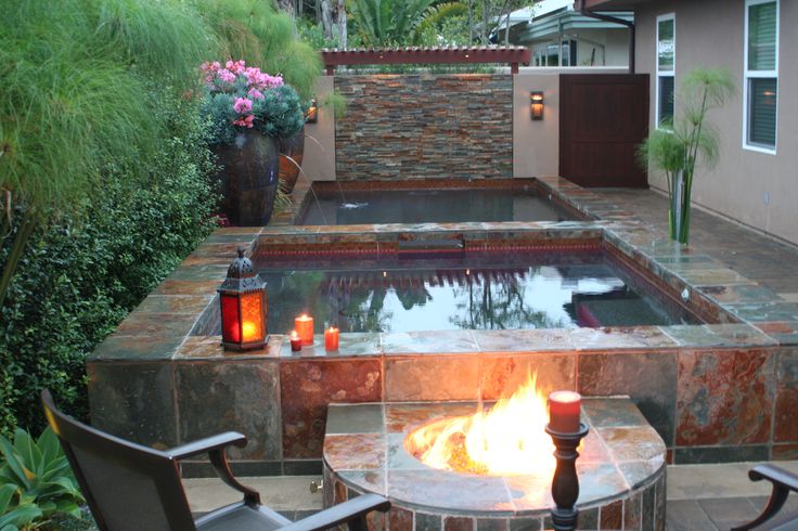 backyard with double hot tub design