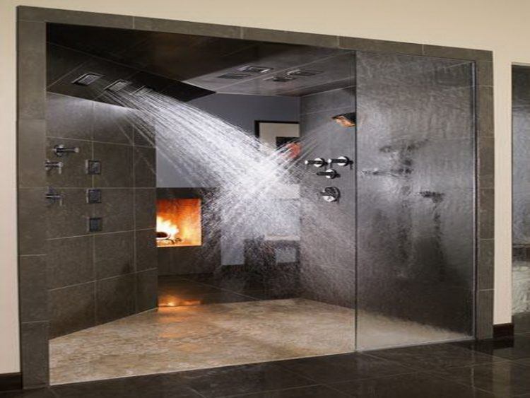 beautiful shower with water on each side