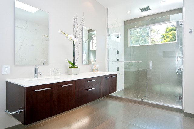 bathroom with glass enclosed shower