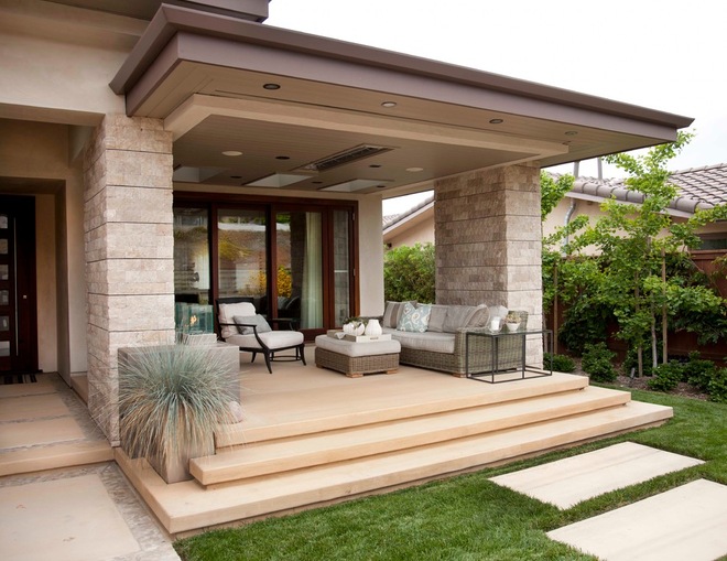 large contemporary covered front porch