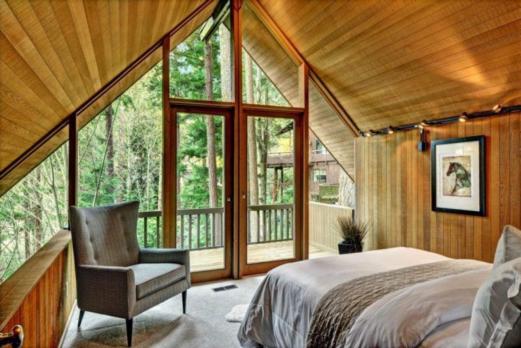 bedroom with balcony view