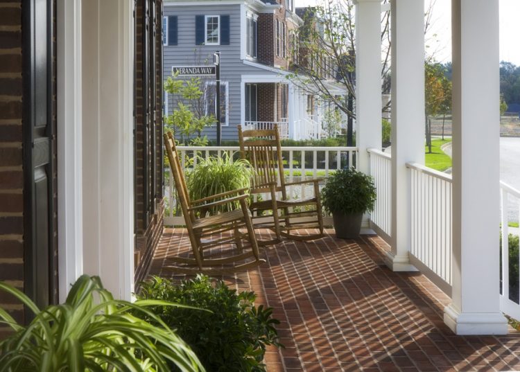 large porch with rocking chairs