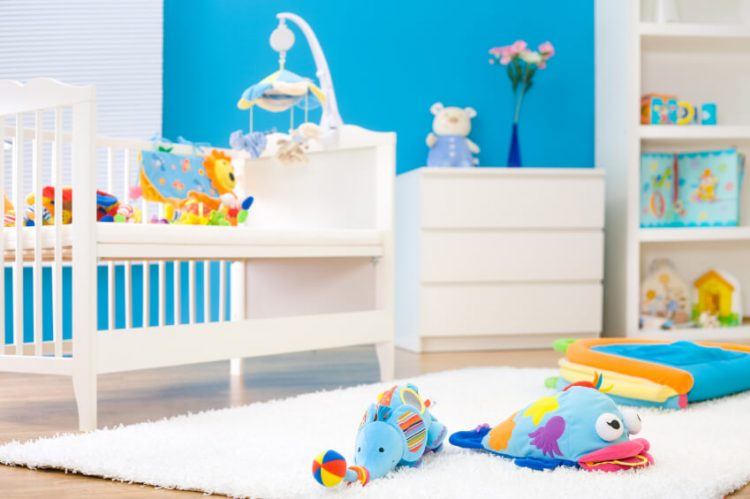 beautiful bright blue bedroom