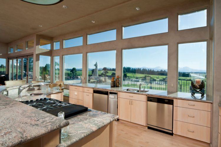 modern kitchen with amazing view