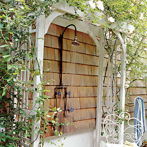 garden style outdoor shower