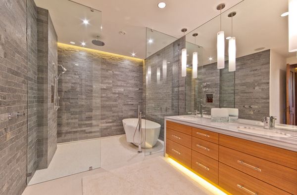 bathroom with glass enclosed shower