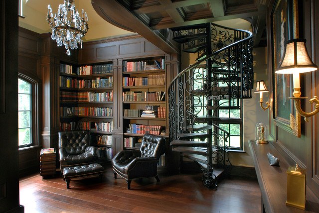 metal staircase in home office