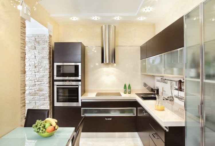 beautiful kitchen with brown cabinets