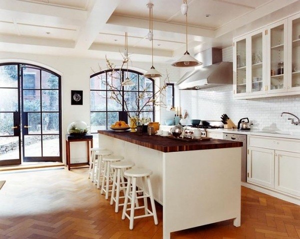 kitchen with island and french doors