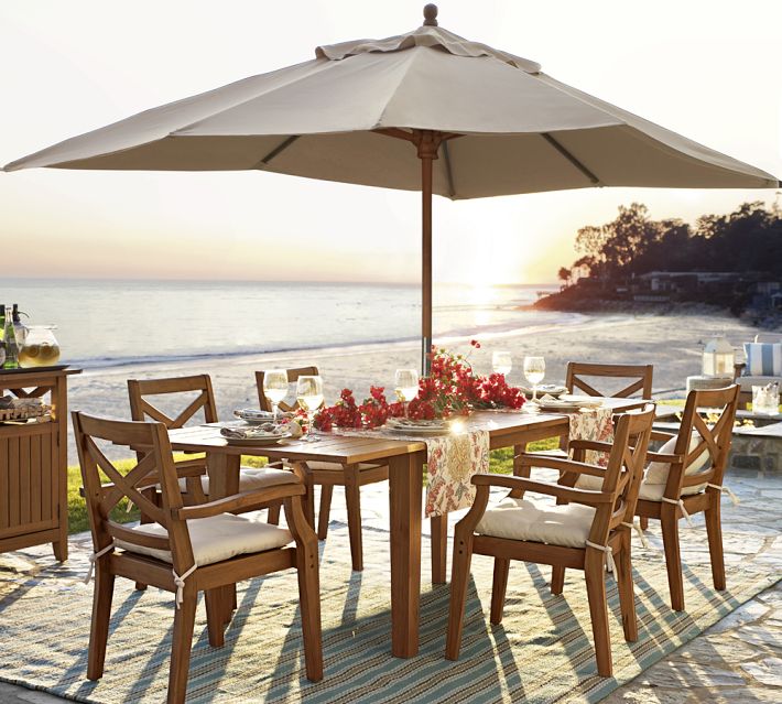 outdoor dining space with umbrella