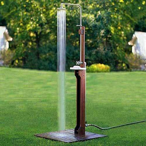 simple outdoor shower with pump