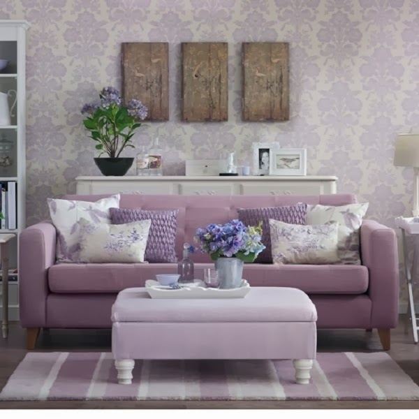 violet couch with foot stool