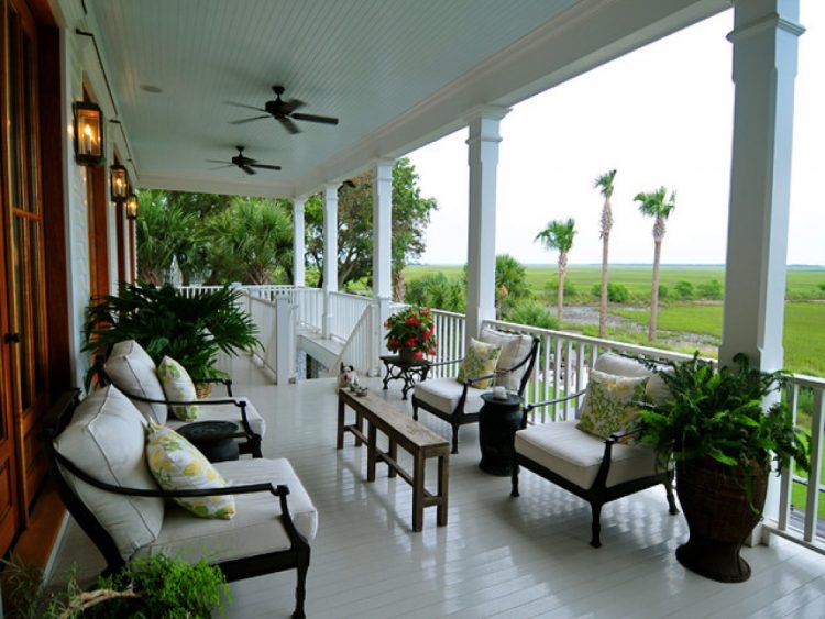 decorated large front porch