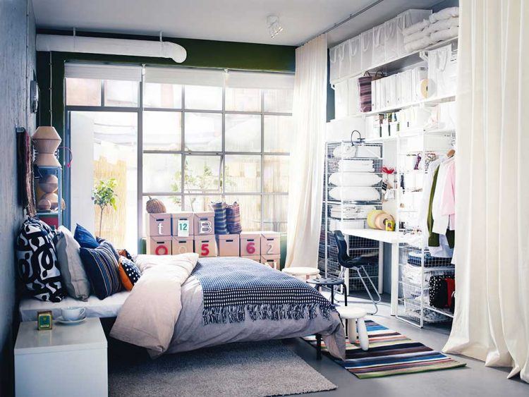 bedroom in converted garage space