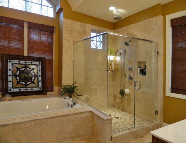 sleek glass enclosed shower with walk in design