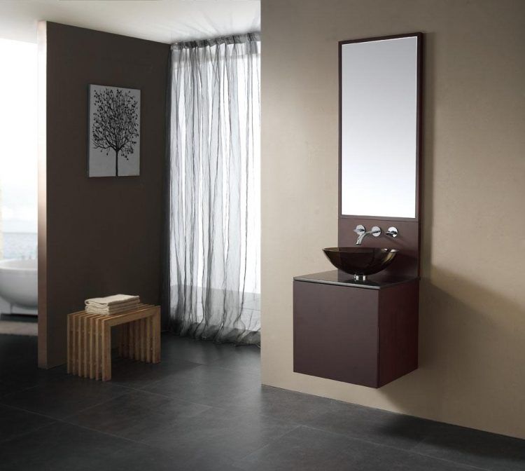 brown floating bathroom vanity