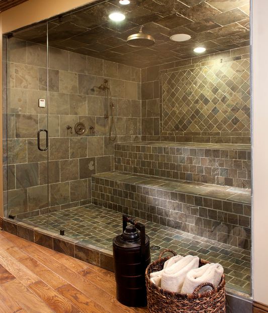 bathroom with stone steam room