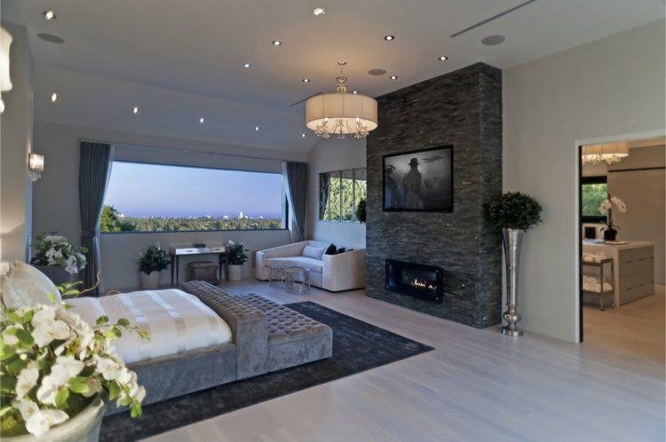 large floor to ceiling fireplace