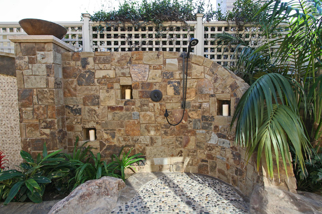 tropical-patiostone outdoor shower