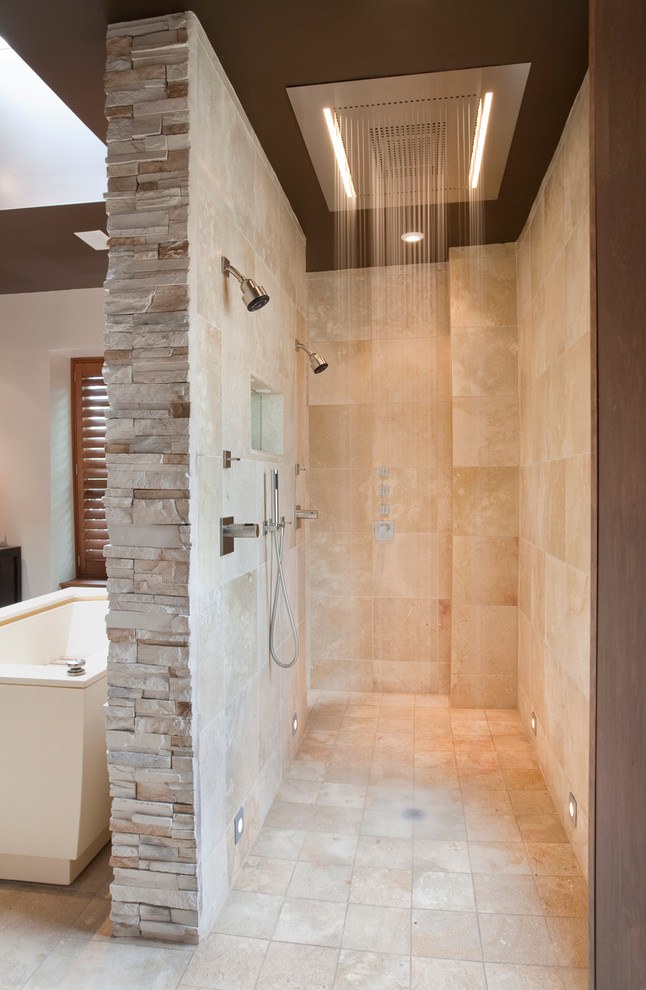 modern shower with no door