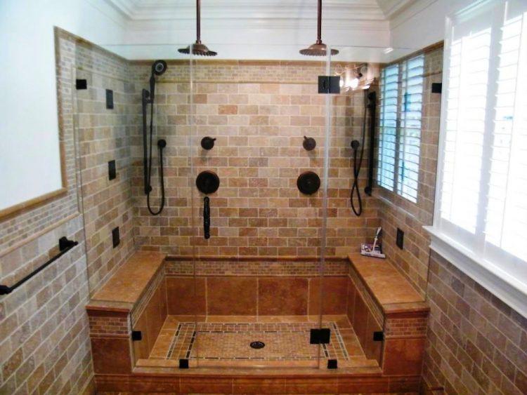 beautiful stand up shower with tile