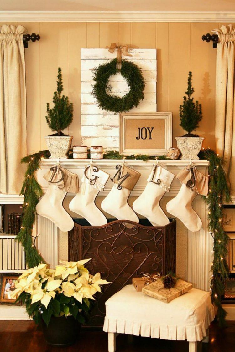 wood fireplace surrounded by decorations