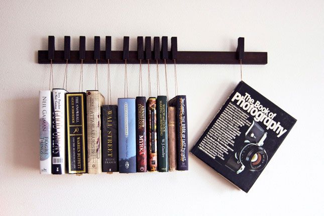 custom hanging book shelf design