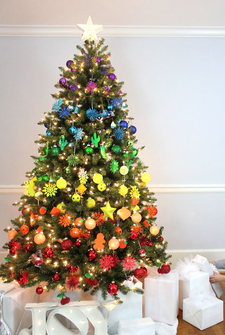 colorful christmas tree with decorations