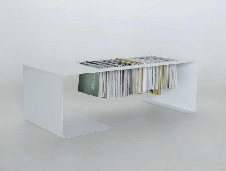 contemporary white magazine storage unit